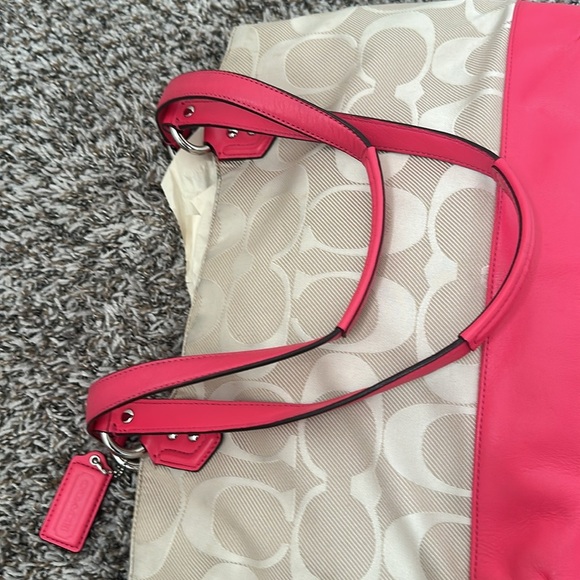 Vintage Coach Campbell Abby COACH Khaki & Pink Signature Hobo Shoulder Bag - Picture 5 of 15